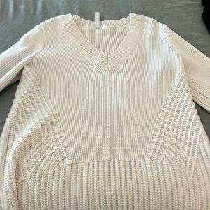 V-Neck Cream Knit Women’s Sweater